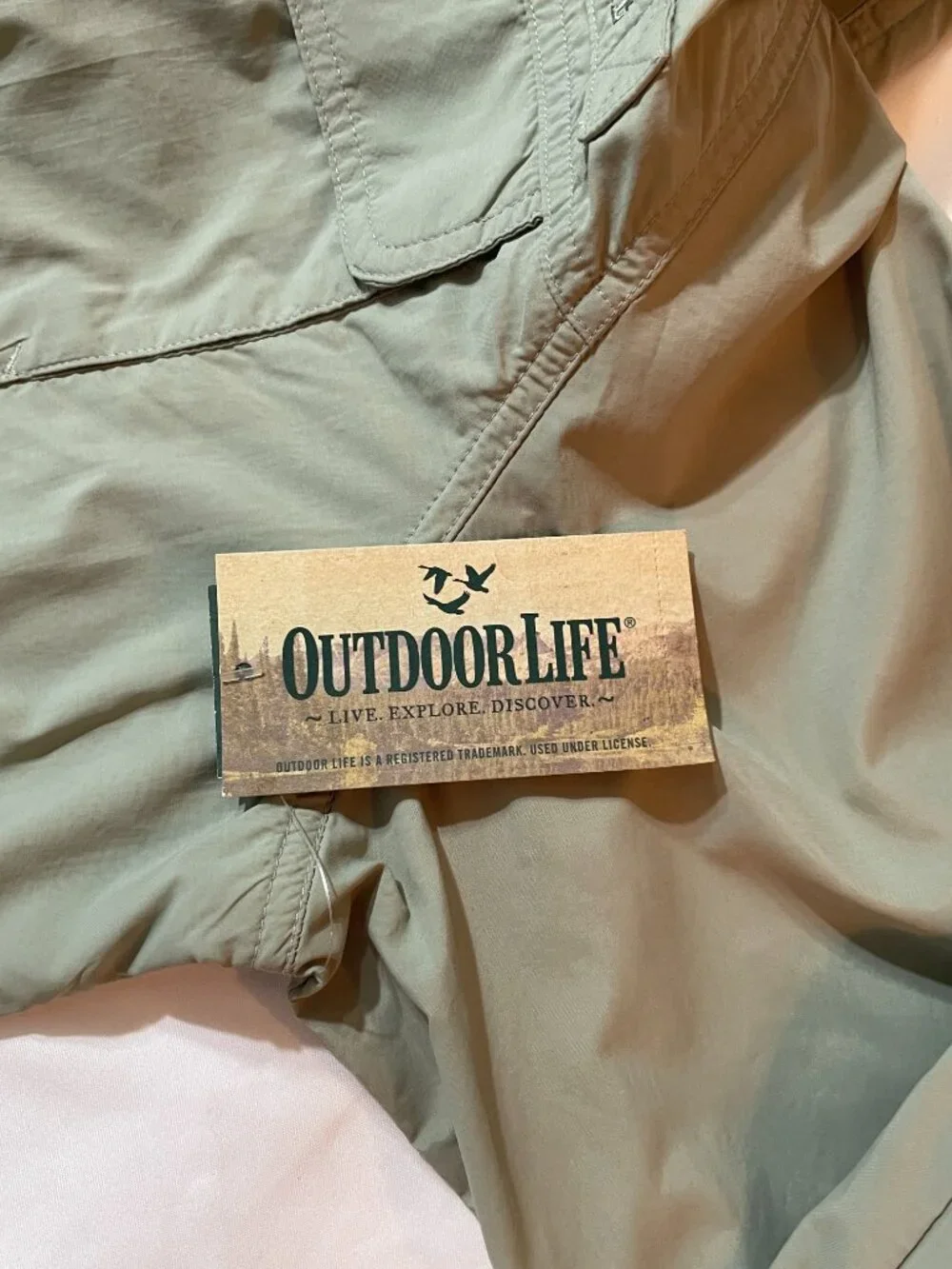 OutdoorLIfe Mens Expedition Shirt, Popular Sea Grass Color, Long Sleeve